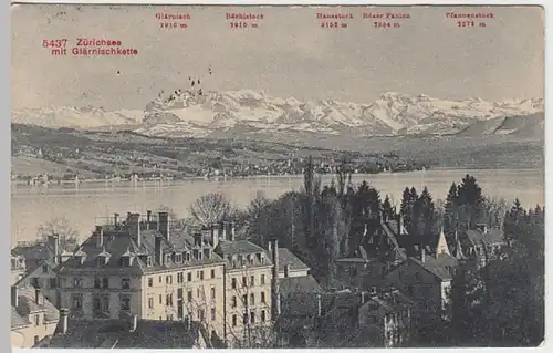 (27265) AK Zürichsee mit Glärnischkette, Bächistock, Hausstock 1909