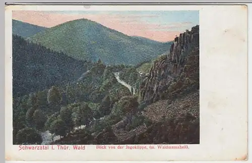 (27260) AK Schwarzatal, Thür. Wald, Blick von der Ingoklippe 1907