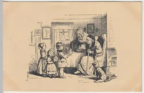 (27226) Künstler AK Ludwig Richter, kleine Gratulanten, vor 1945
