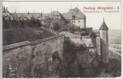 (27214) AK Festung Königstein, Georgenburg, Hungerturm, vor 1945