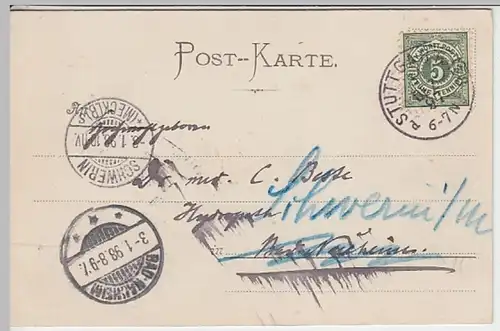 (27167) AK Stuttgart, Schlossplatz, Neujahr, Karte mit Eis-Effekt 1898