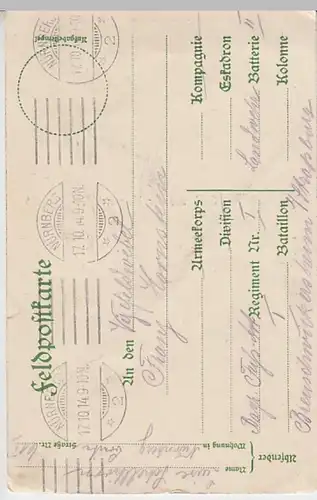 (27164) Feldpostkarte, Nürnberg, Weinstadel, Wasserturm 1914