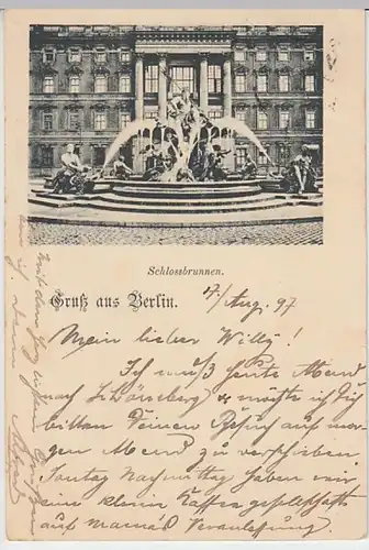 (27161) AK Gruß aus Berlin, Schlossbrunnen 1897