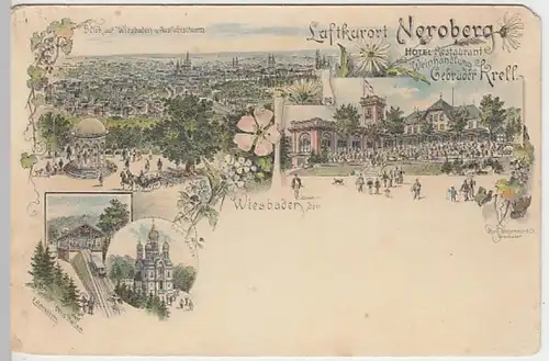 (27157) AK Wiesbaden, Neroberg, Restaurant Gebrüder Krell, Litho 1897