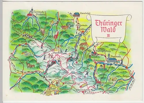 (27127) AK Thüringer Wald, Karte, Oberhof, Tambach-Dietharz 1974