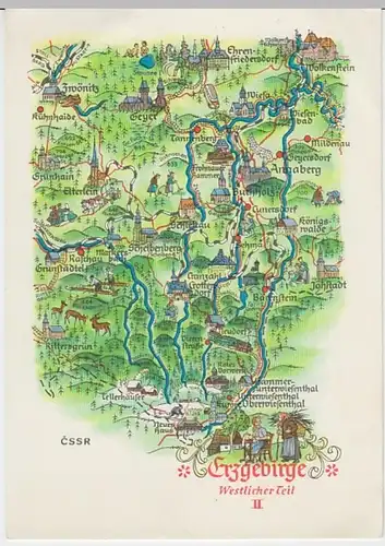 (27097) AK Erzgebirge, Karte mit Umgebung, Oberwiesenthal 1971