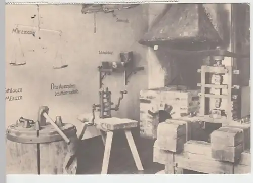 (27086) Foto AK Stolberg, Harz, Heimatmuseum, Münzwerkstatt, gel. 1990