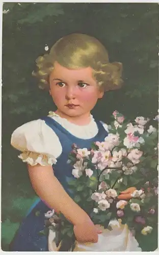 (26511) Künstler AK Mädchen mit Blütenzweigen, vor 1945