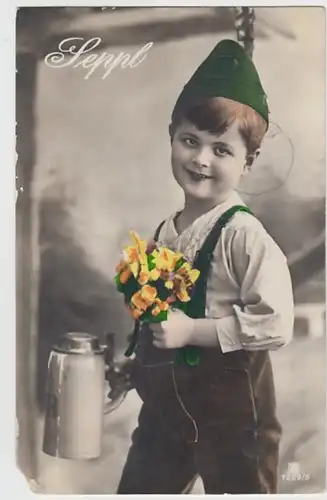 (26499) Foto AK Seppl, Junge mit Bierkrug und Blumen 1932-34
