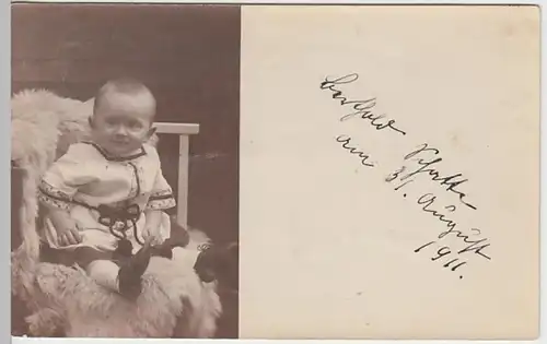 (26487) Foto AK Kleinkind Berthold Schatte oder Schatta, Gneven 1911