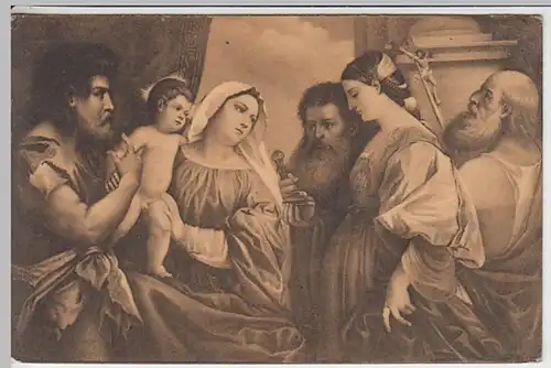 (26364) Künstler AK Tizian, Maria mit dem Kinde u. vier Heilige, vor 1945
