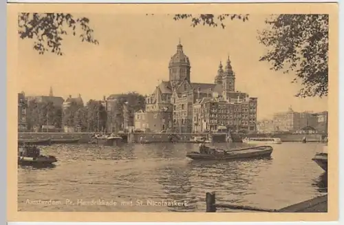 (26255) AK Amsterdam, St. Nikolaus-Kirche, Boote, vor 1945