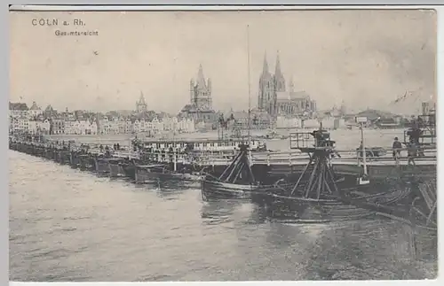 (26235) AK Köln, Pontonbrücke, Groß St. Martin, Dom, um 1905