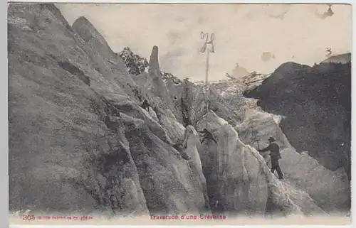(26212) AK Überqueren einer Gletscherspalte 1909