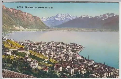 (26211) AK Montreux, Panorama, Dents du Midi 1910