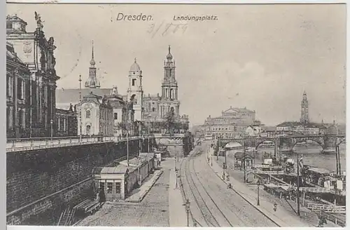 (26166) AK Dresden, Dampfschifflandungsplatz 1909
