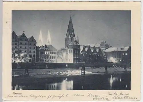 (26001) AK Bremen, Partie um St. Martin bei Nacht 1944