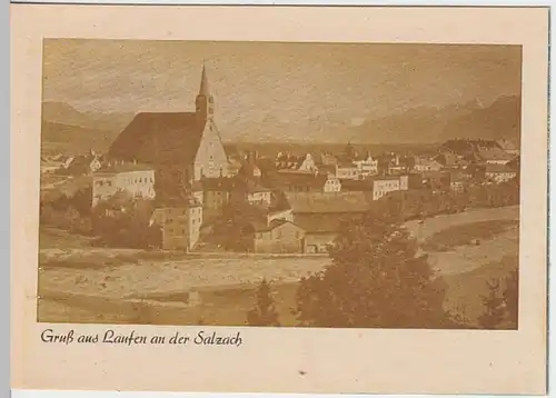 (25998) AK Laufen, Salzach, Ortsansicht, Stiftskirche 1947