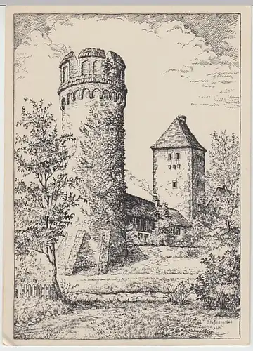 (25985) Künstler AK O. Hoffmann, Ladenburg, Hexenturm, Martinstor