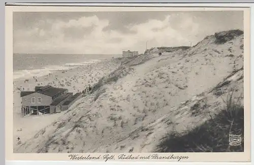 (25940) AK Westerland, Sylt, Südbad mit Strandburgen, vor 1945