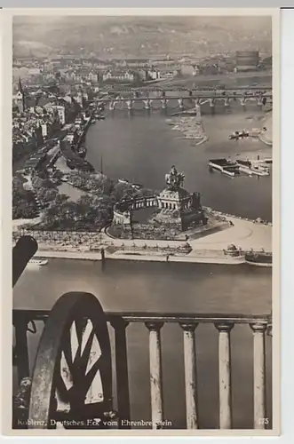 (25934) Foto AK Koblenz, Deutsches Eck, Blick Ehrenbreitstein, vor 1945