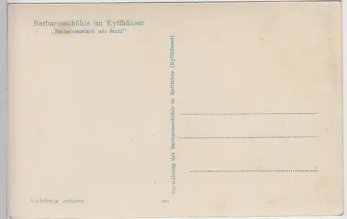 (25885) Foto AK Rottleben, Barbarossahöhle, Tisch und Stuhl, vor 1945