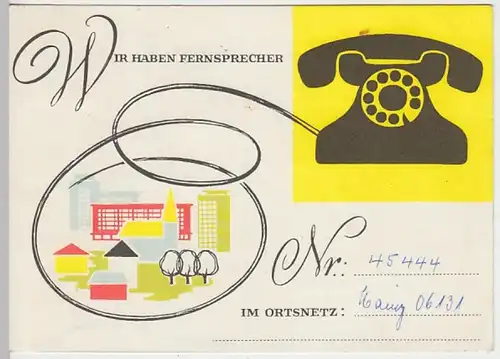 (25792) Postkarte Motiv: Wir haben einen Fernsprecher - gel. Mainz 1968