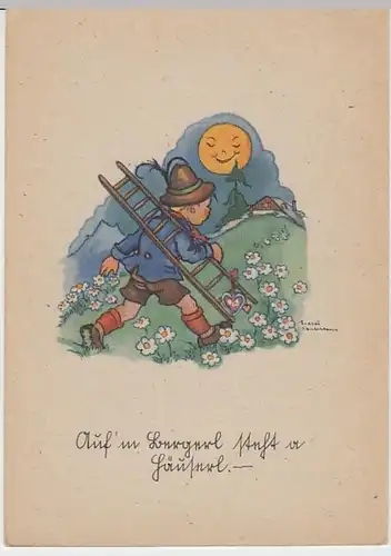 (25720) Künstler AK L. Lauterborn, Auf'm Bergerl steht a Häuserl, vor 1945