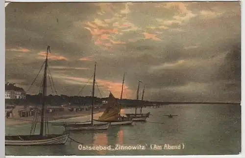 (25718) AK Zinnowitz, Segelboote, Abendstimmung 1907