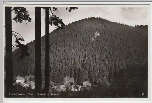 (25716) Foto AK Friedrichroda, Gottlob mit Tempel 1952