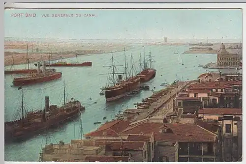 (25629) AK Port Said, Blick über den Suezkanal, Schiffe, vor 1945