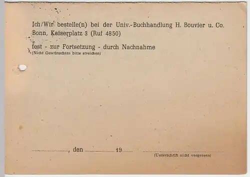 (25462) Postkarte DP 1948 v. Universitätsbuchhandlung H. Bouvier & Co. Bonn