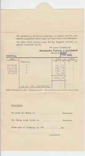 (25447) Postkarte Deutsche Post 1950 v. Lackfabrik Wolff & Lidle Düsseldorf