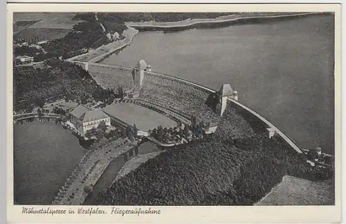 (25430) AK Möhnesee, Möhnetalsperre, Luftbild, nach 1945