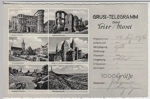 (25413) AK Trier, Mehrbildkarte 1956