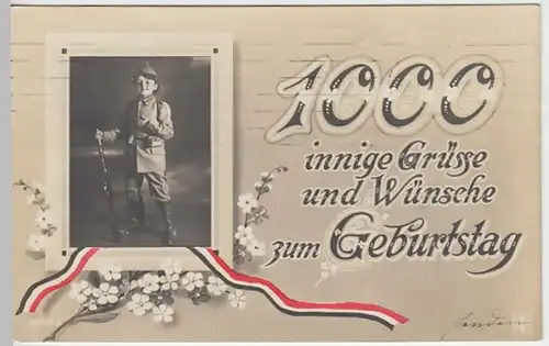 (25391) Foto AK Geburtstag, kleiner Soldat 1916