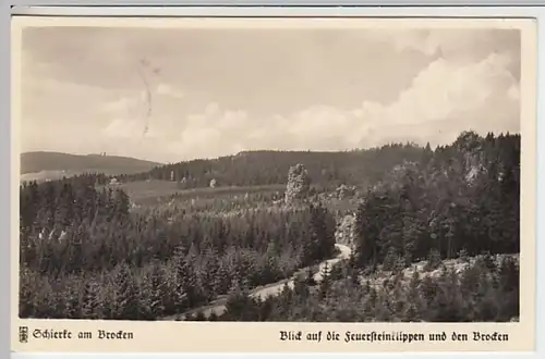 (25371) Foto AK Schierke am Brocken, Blick a. Feuersteinklippen 1943