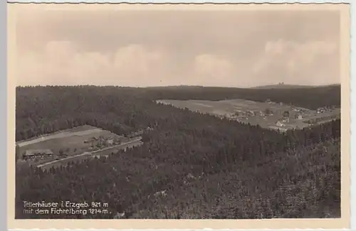 (25376) Foto AK Tellerhäuser, Erzgeb., Panorama, Fichtelberg, vor 1945