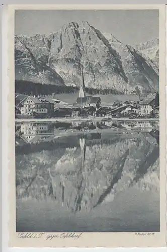 (25368) AK Seefeld in Tirol, Ortsansicht, Kirche, Öfelekopf, vor 1945
