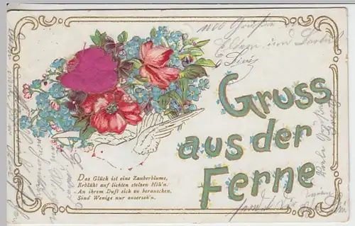 (25239) AK Sprüche, Das Glück ist eine Zauberblume, Prägekarte 1910
