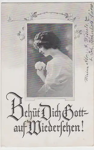 (25225) AK Sprüche, Behüt dich Gott- auf Wiedersehen 1917