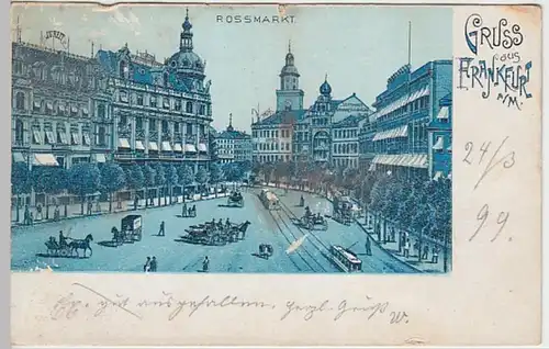 (25205) AK Gruß aus Frankfurt am Main, Roßmarkt, Litho 1899