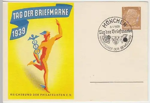 (25187) Motivganzsache m. SSt Tag der Briefmarke München 1939