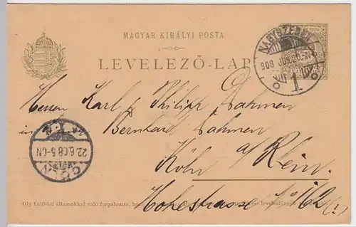 (25038) Ganzsache Ungarn Nagyszeben 1908