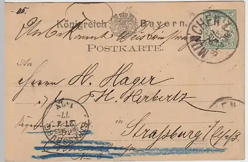 (25017) Ganzsache DR Bayern Muenchen 1877