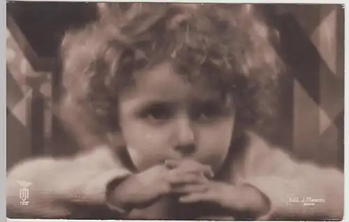 (24933) Foto AK Kind, kleiner Lockenkopf, Fotograf Paris