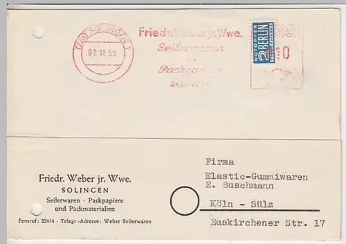 (24850) Postkarte DBP 1955 v. Friedr. Weber jr. Wwe. Solingen