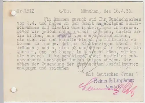 (24839) Postkarte DR 1936 v. Reiner & Lippacher G.m.b.H. München