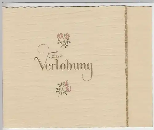(24836) Glückwunschkarte Verlobung, Golddruck mit Umschlag