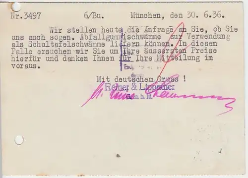 (24835) Postkarte DR 1936 v. Reiner & Lippacher G.m.b.H. München